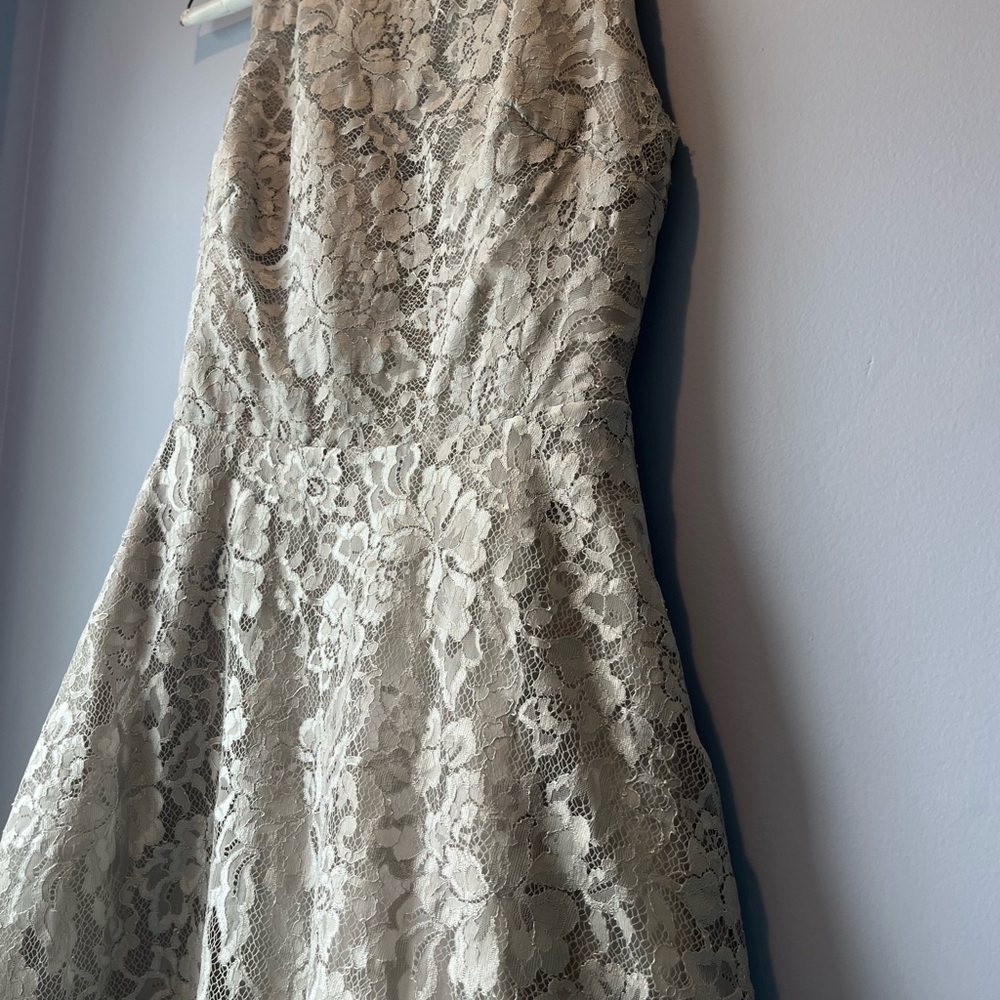 Alice + Olivia Lace Midi Dress in Silver
